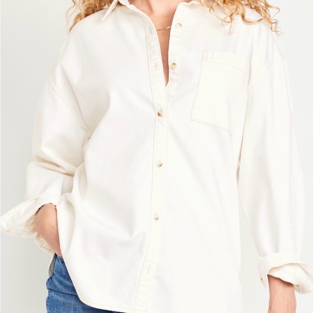 Old Navy Women's Cream Button-Down Shirt